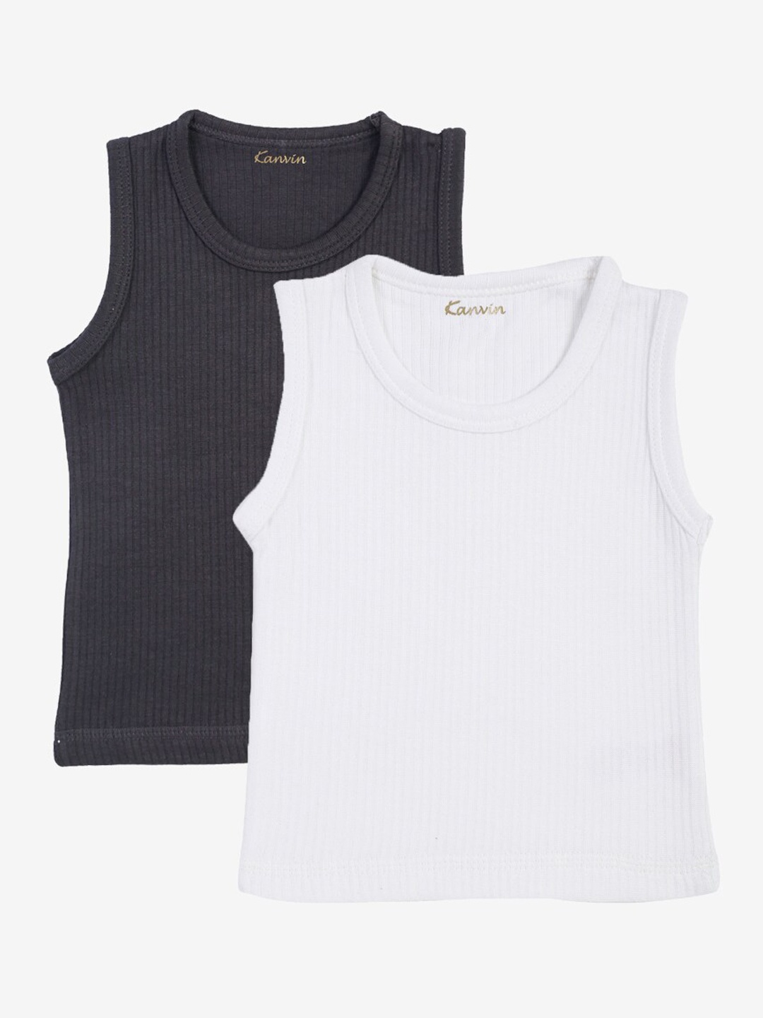 

Kanvin Boys Pack Of 2 Charcoal & White Ribbed Thermal Tops