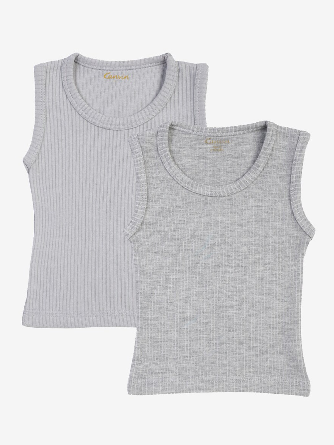 

Kanvin Boys Pack Of 2 Grey Ribbed Cotton Thermal Tops