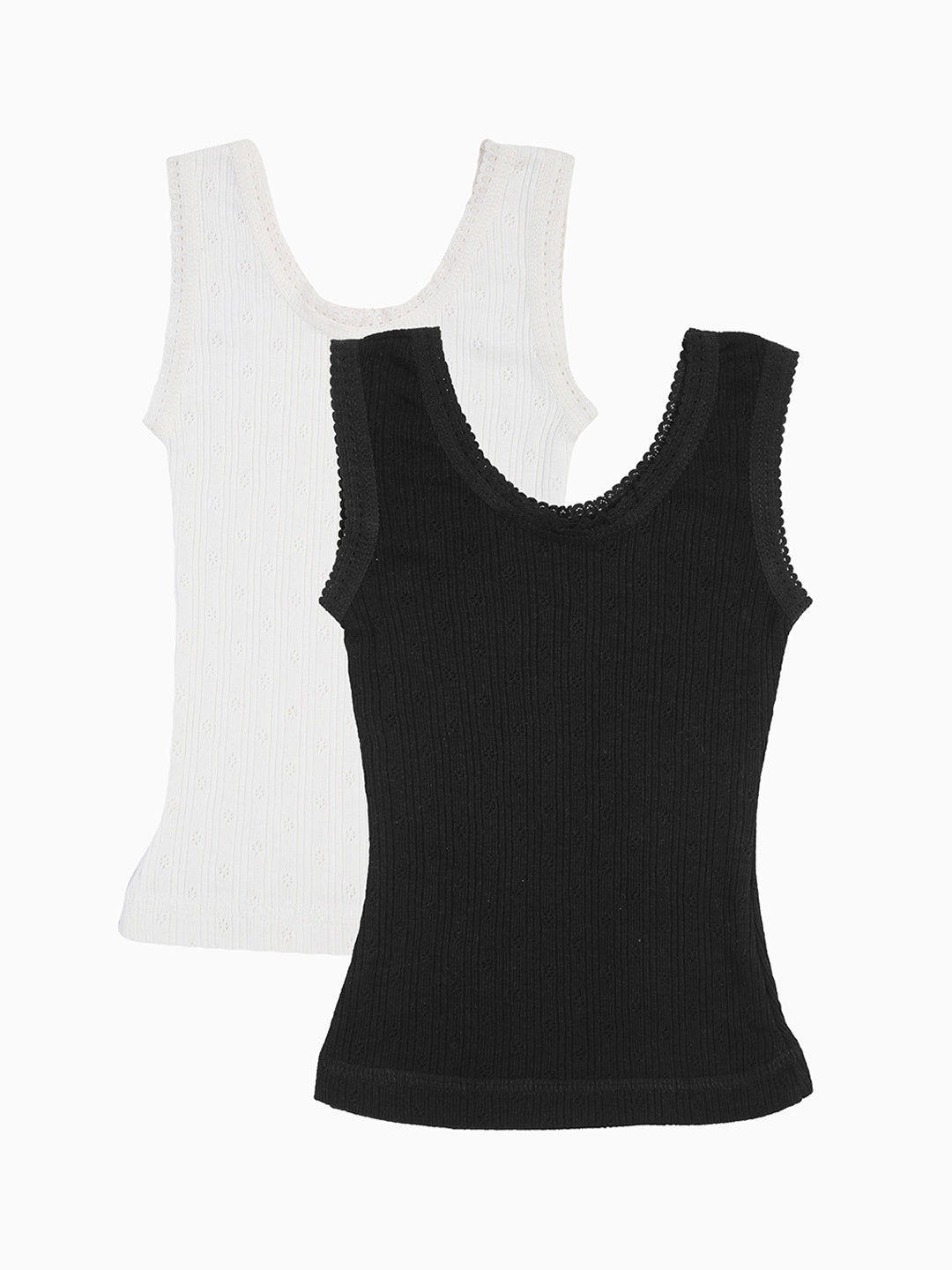 

Kanvin Girls Pack Of 2 Black & White Cotton Ribbed Thermal Tops