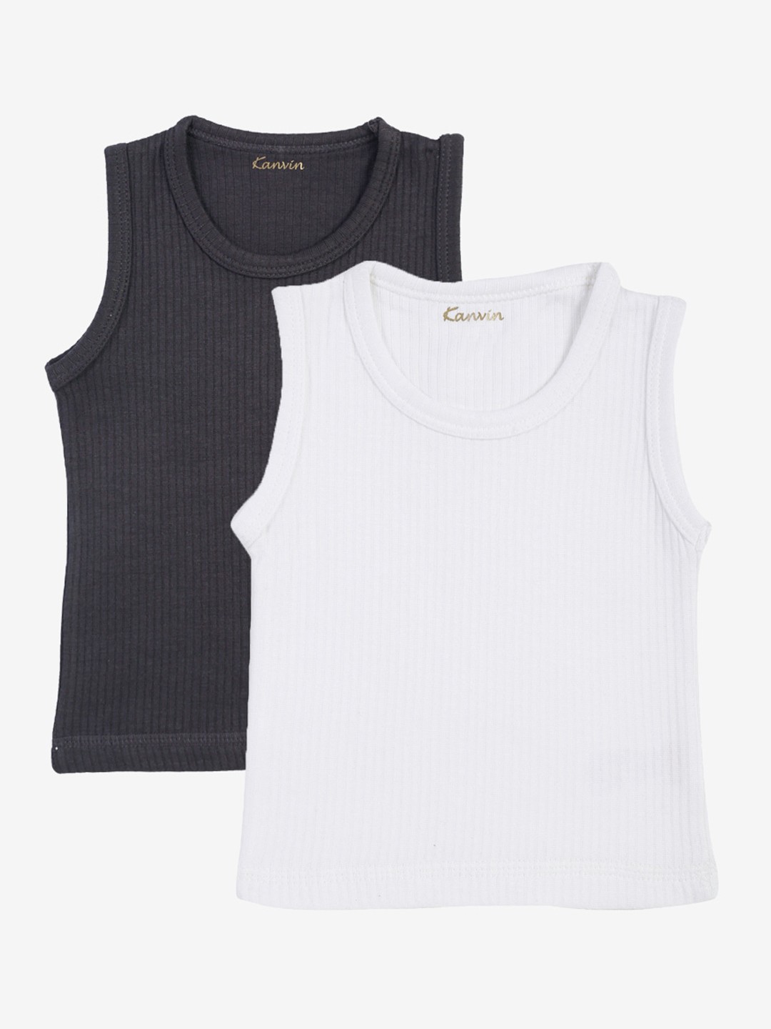 

Kanvin Boys Charcoal & White Pack Of 2 Solid Thermal Tops