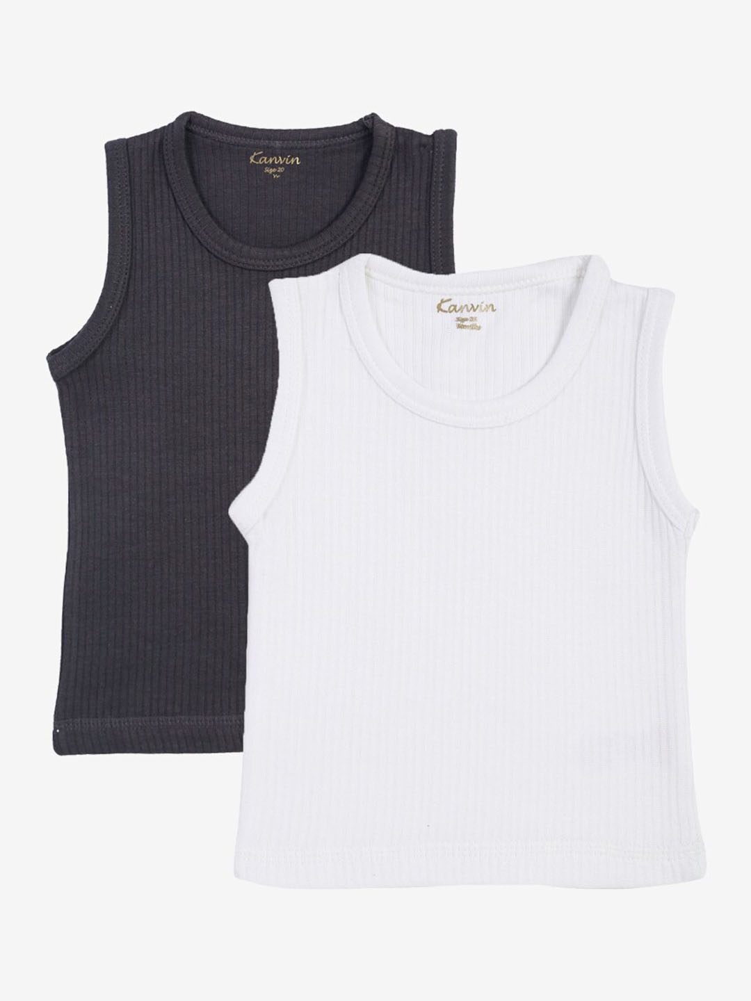

Kanvin Boysblack & White Pack Of 2 Solid Thermal Tops, Charcoal