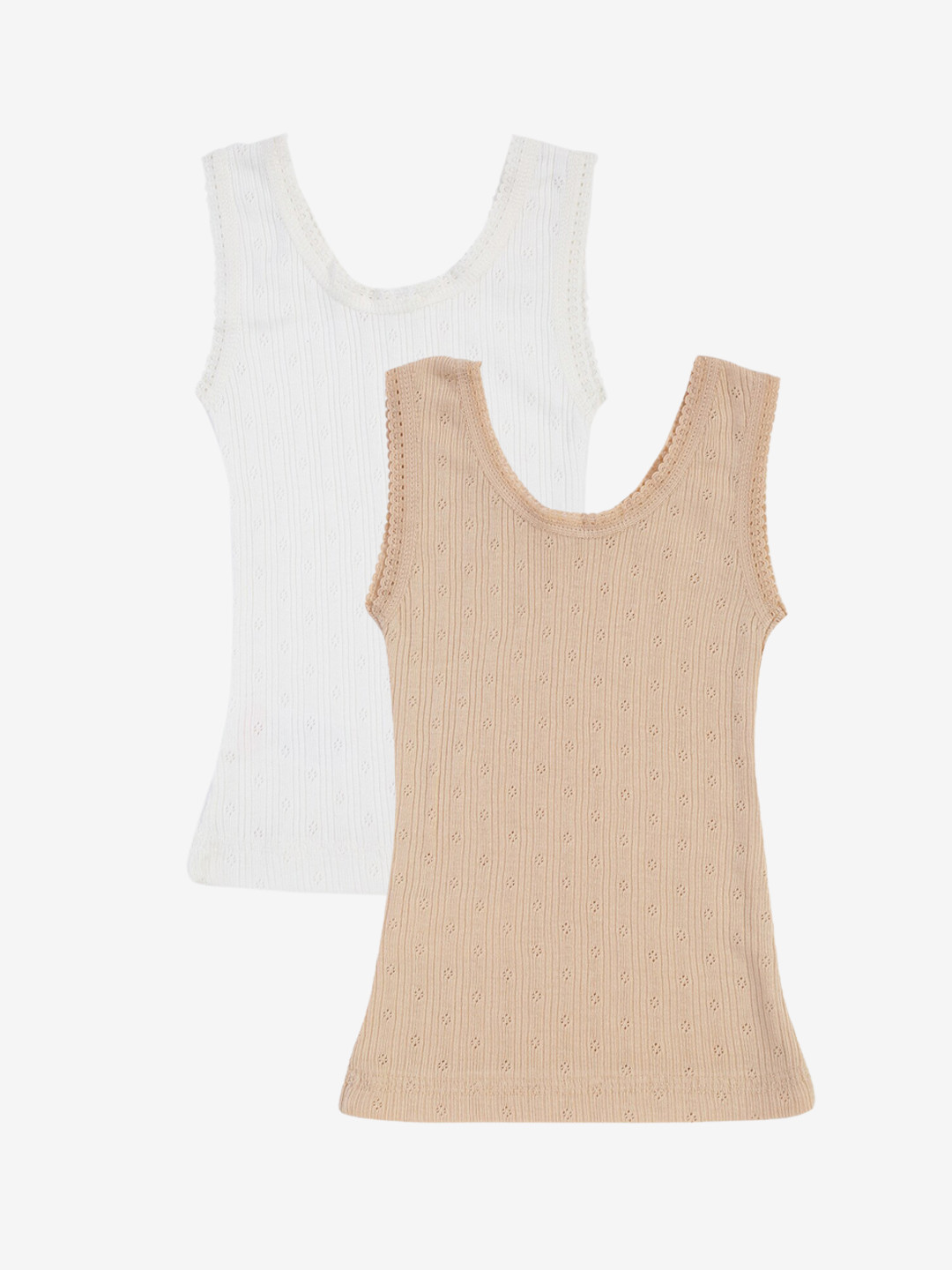 

Kanvin Girls beige and white Pack Of 2 Solid Thermal Tops