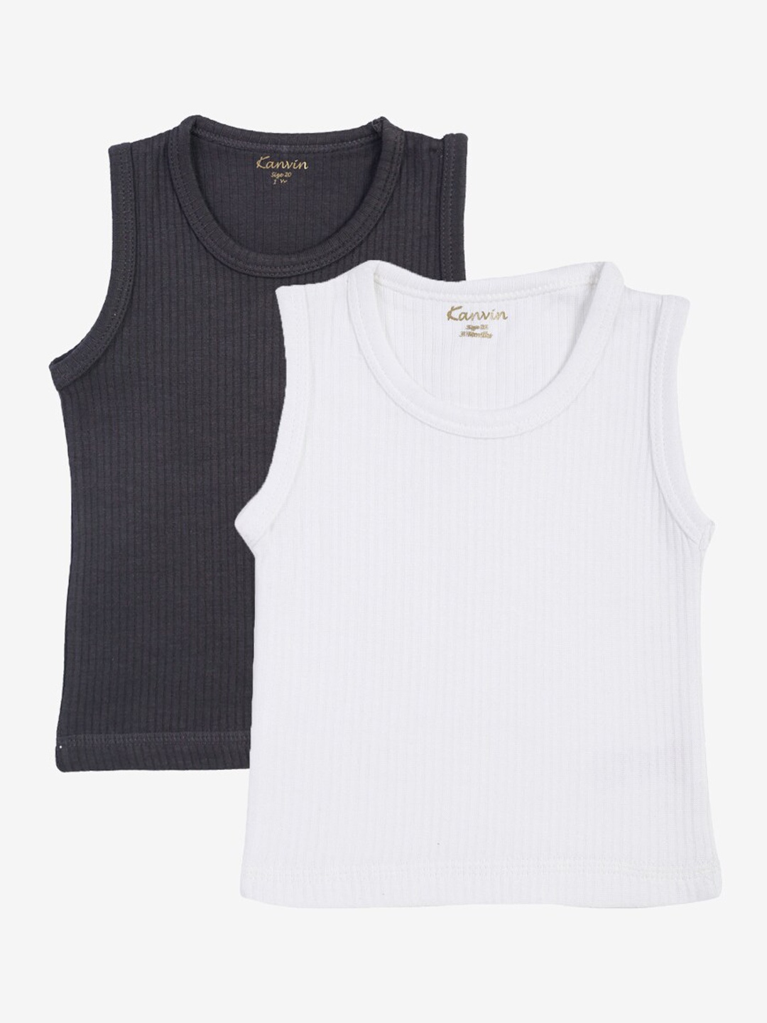 

Kanvin Boys Charcoal & White Pack Of 2 Solid Thermal Tops