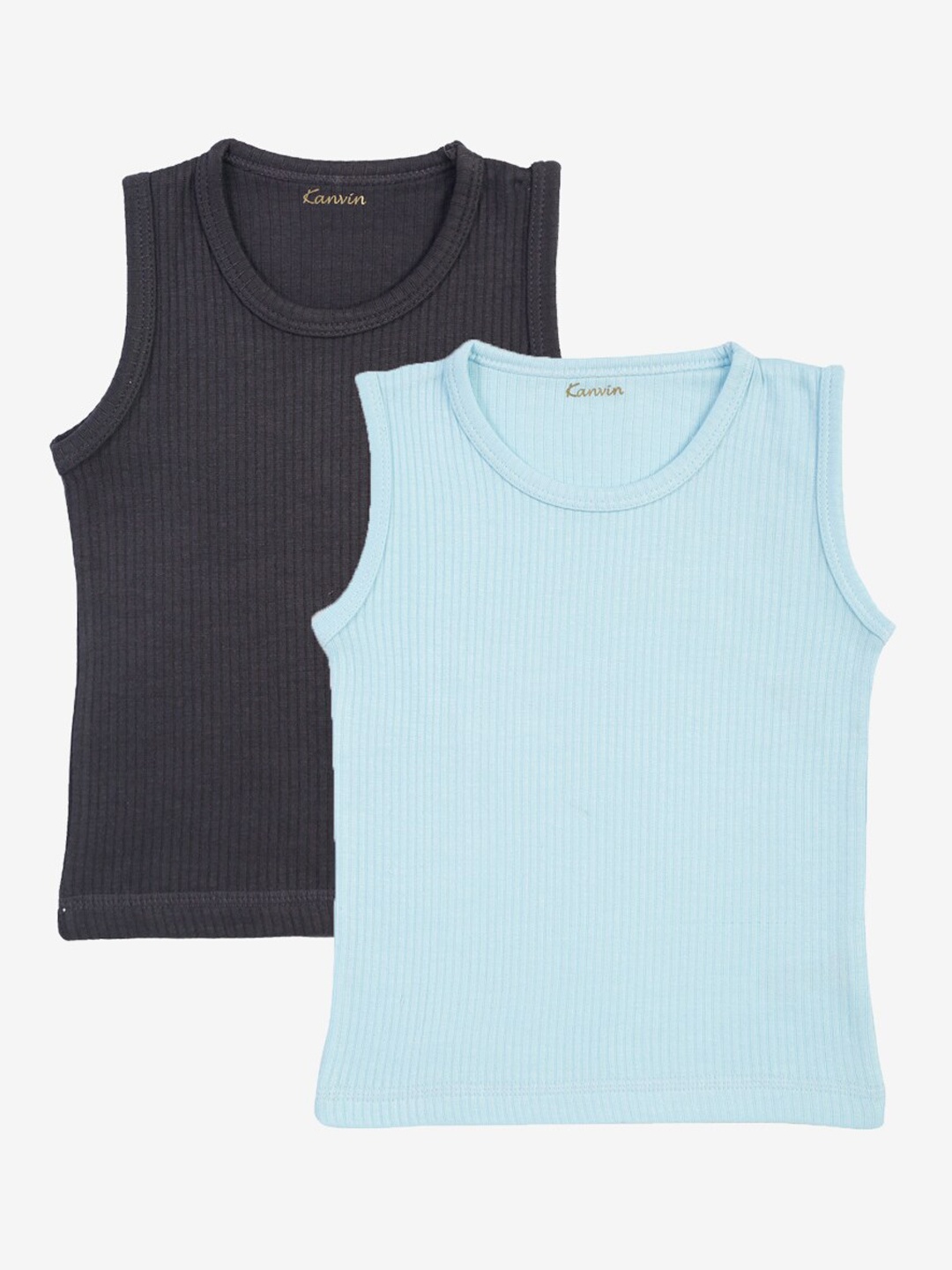 

Kanvin Boys Turquoise Blue Navy blue Pack of 2 Self Design Cotton Thermal Tops
