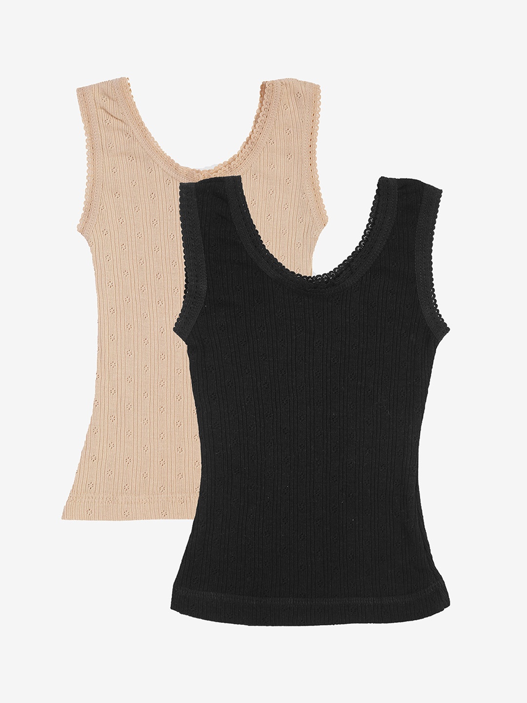 

Kanvin Girls black and beige Pack Of 2 Solid Thermal Tops