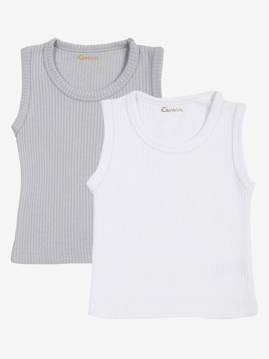 

Kanvin Boys Grey & White Pack Of 2 Solid Thermal Tops