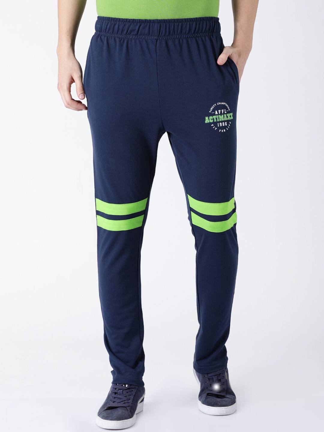 

ACTIMAXX Men Navy Blue Solid Cotton Track Pants