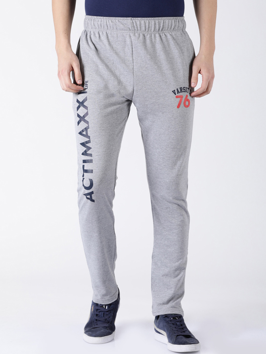 

ACTIMAXX Men Grey Printed Cotton Track Pants