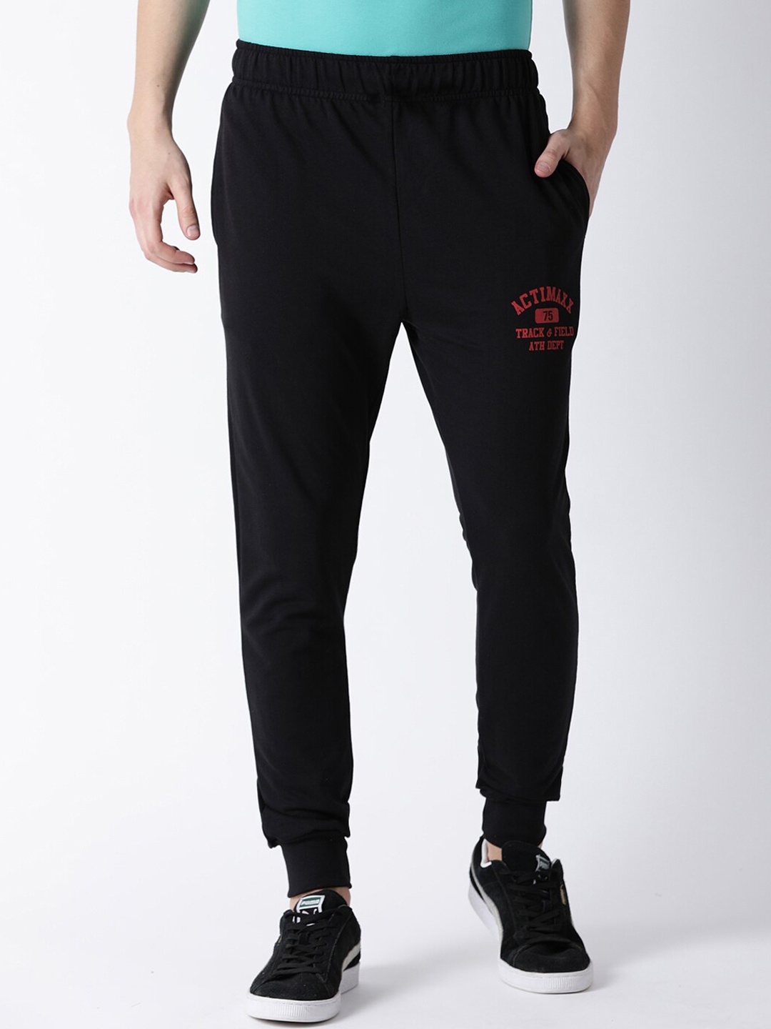 

ACTIMAXX Men Black Solid Combed Cotton Joggers