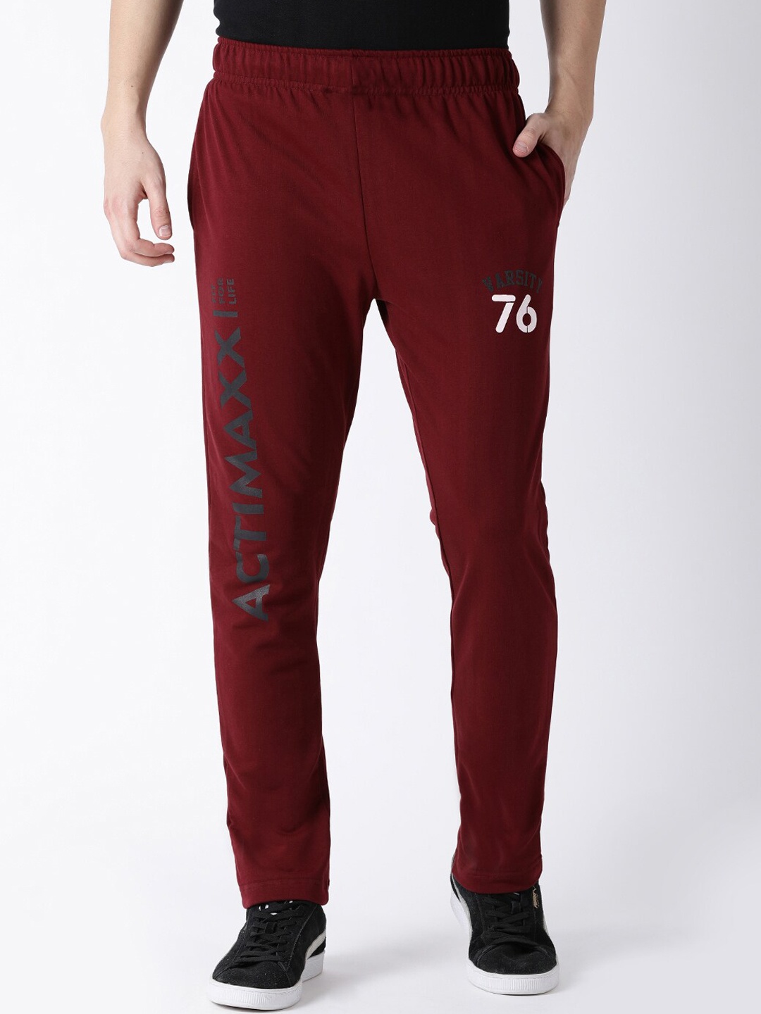 

ACTIMAXX Men Maroon Solid Pure Cotton Track Pants