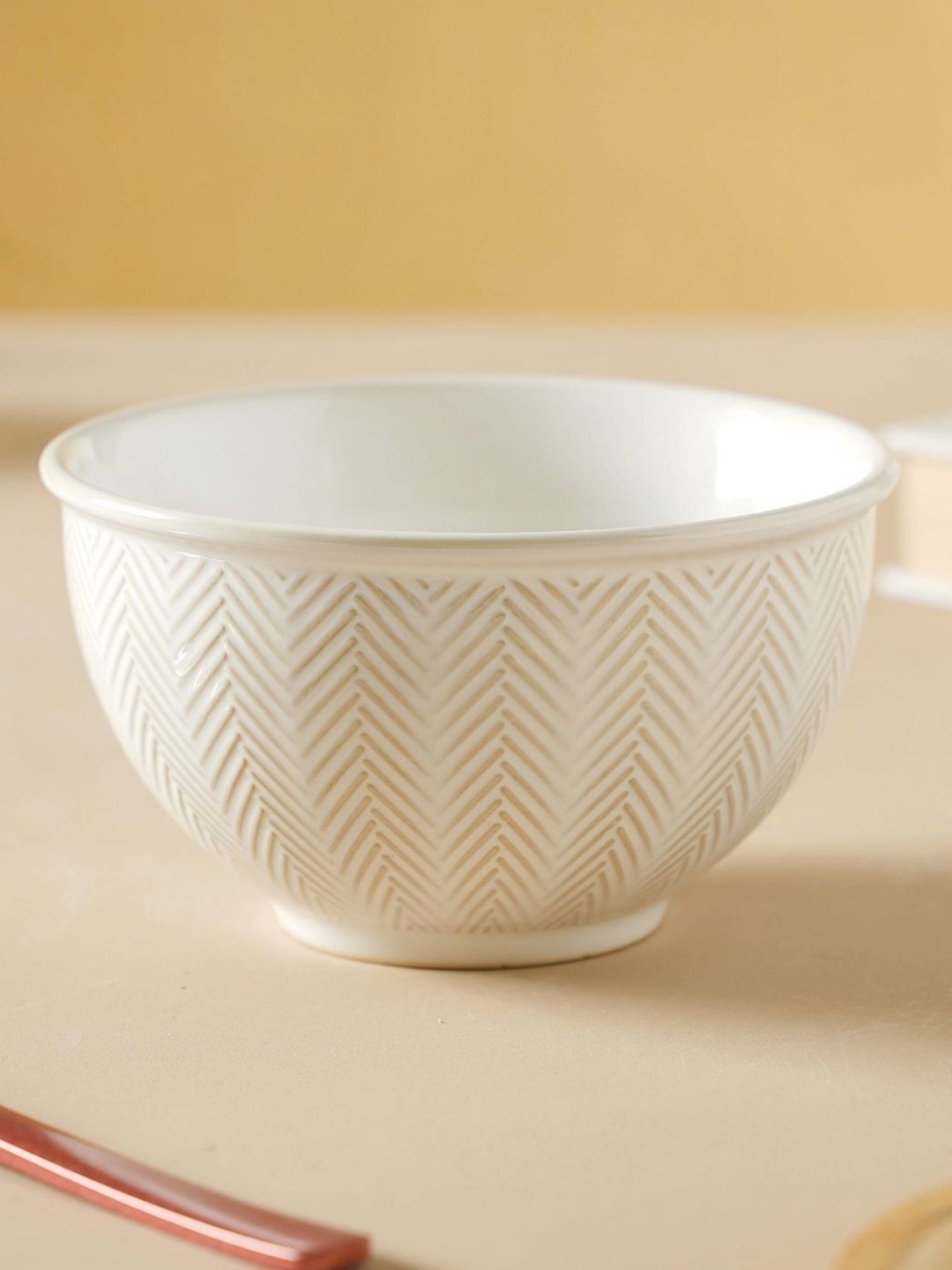 

Nestasia White Microwave safe Printed Ceramic Glossy Bowl 300 ml