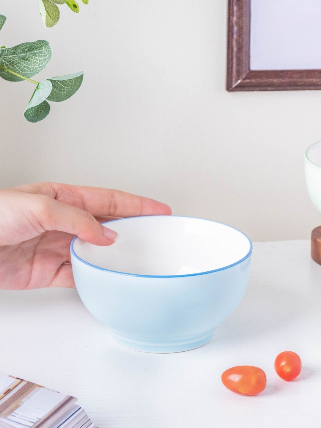 

Nestasia Blue & White Microwave safe Ceramic Glossy Bowls 300 ml