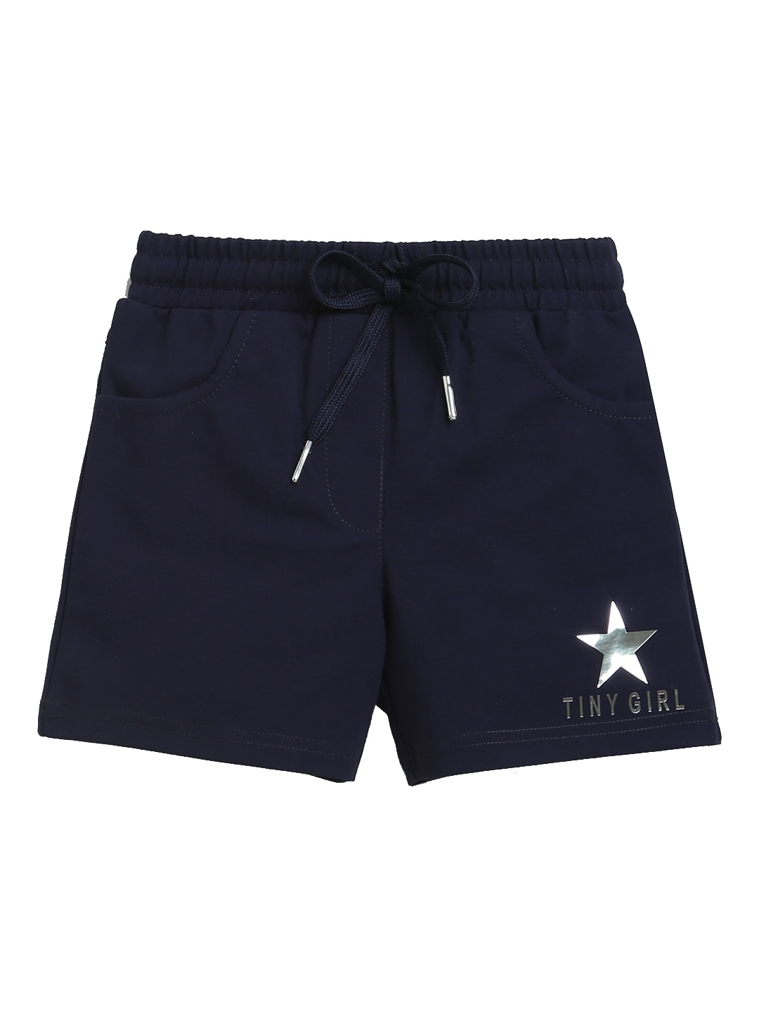 

Tiny Girl Girls Regular Fit Mid Rise Cotton Shorts, Navy blue