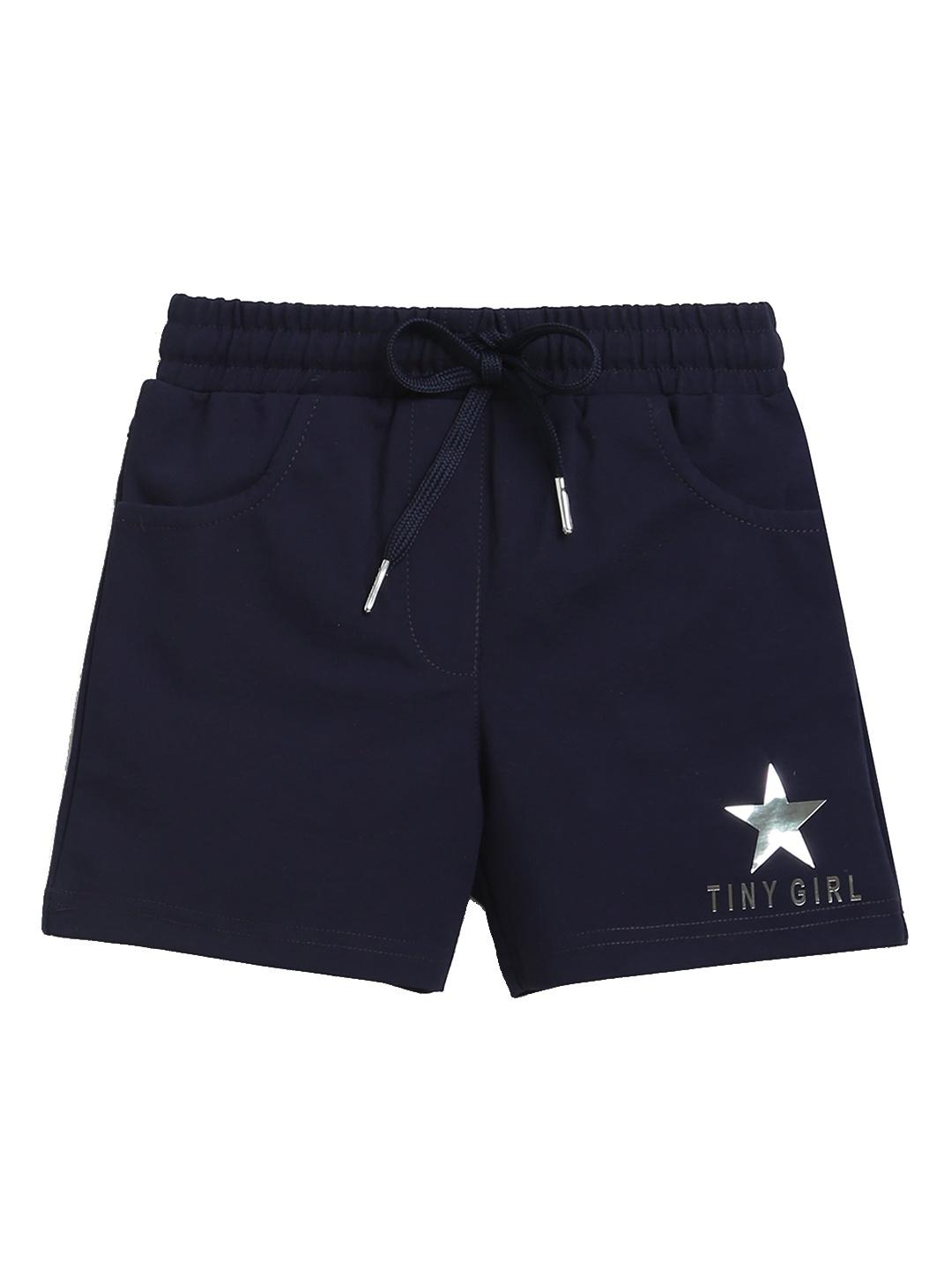 

Tiny Girl Girls Regular Fit Mid Rise Cotton Shorts, Navy blue