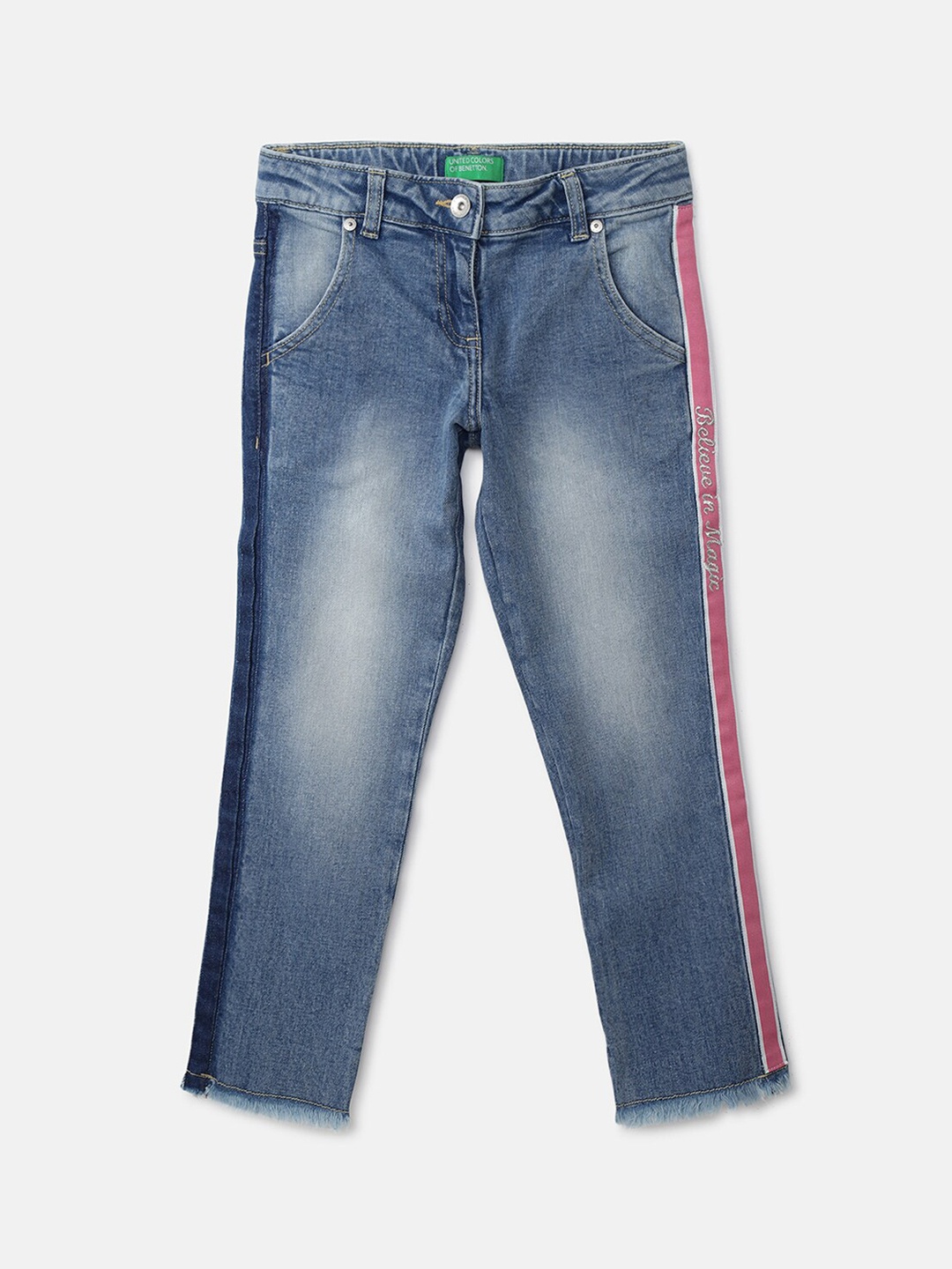 

United Colors of Benetton Girls Blue Heavy Fade Jeans