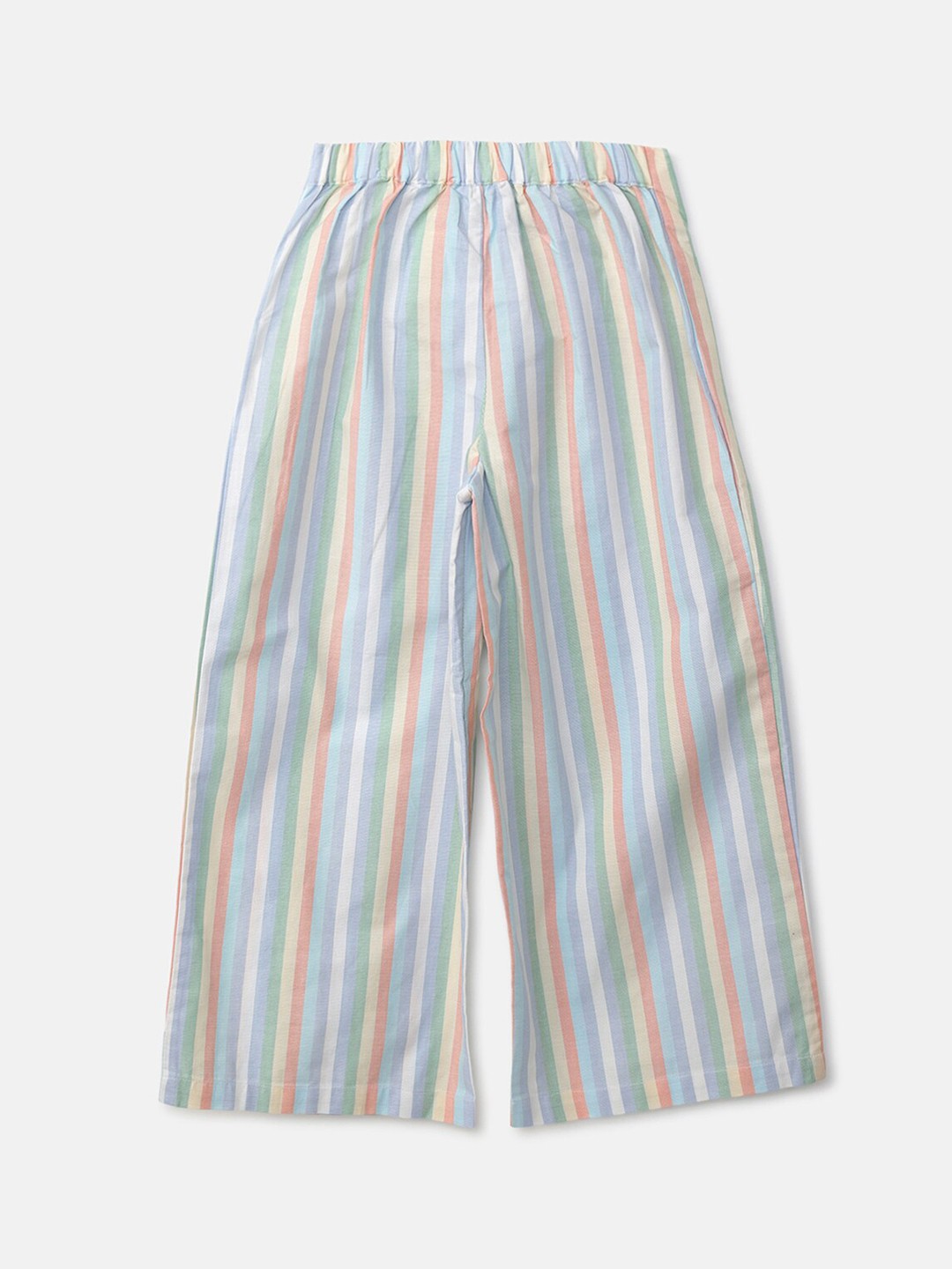 

United Colors of Benetton Girls Multicoloured Striped Loose Fit Pleated Culottes Trousers, Multi