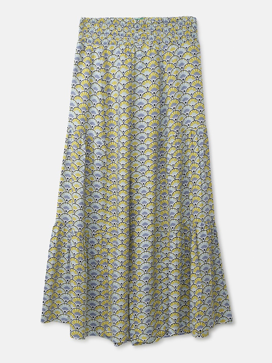 

United Colors of Benetton Girls Grey & Yellow Ethnic Motifs Printed Palazzos