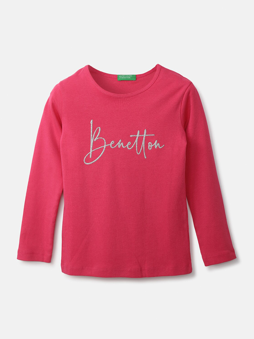 

United Colors of Benetton Girls Fuchsia & Grey Print Top