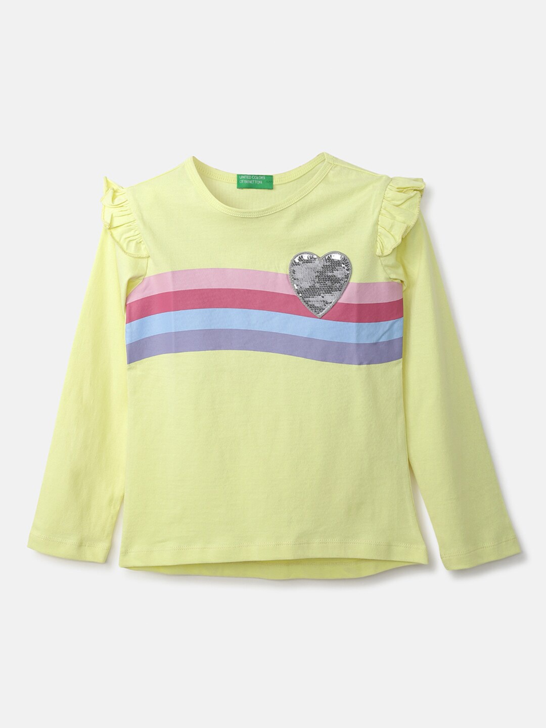 

United Colors of Benetton Yellow & Pink Striped Top