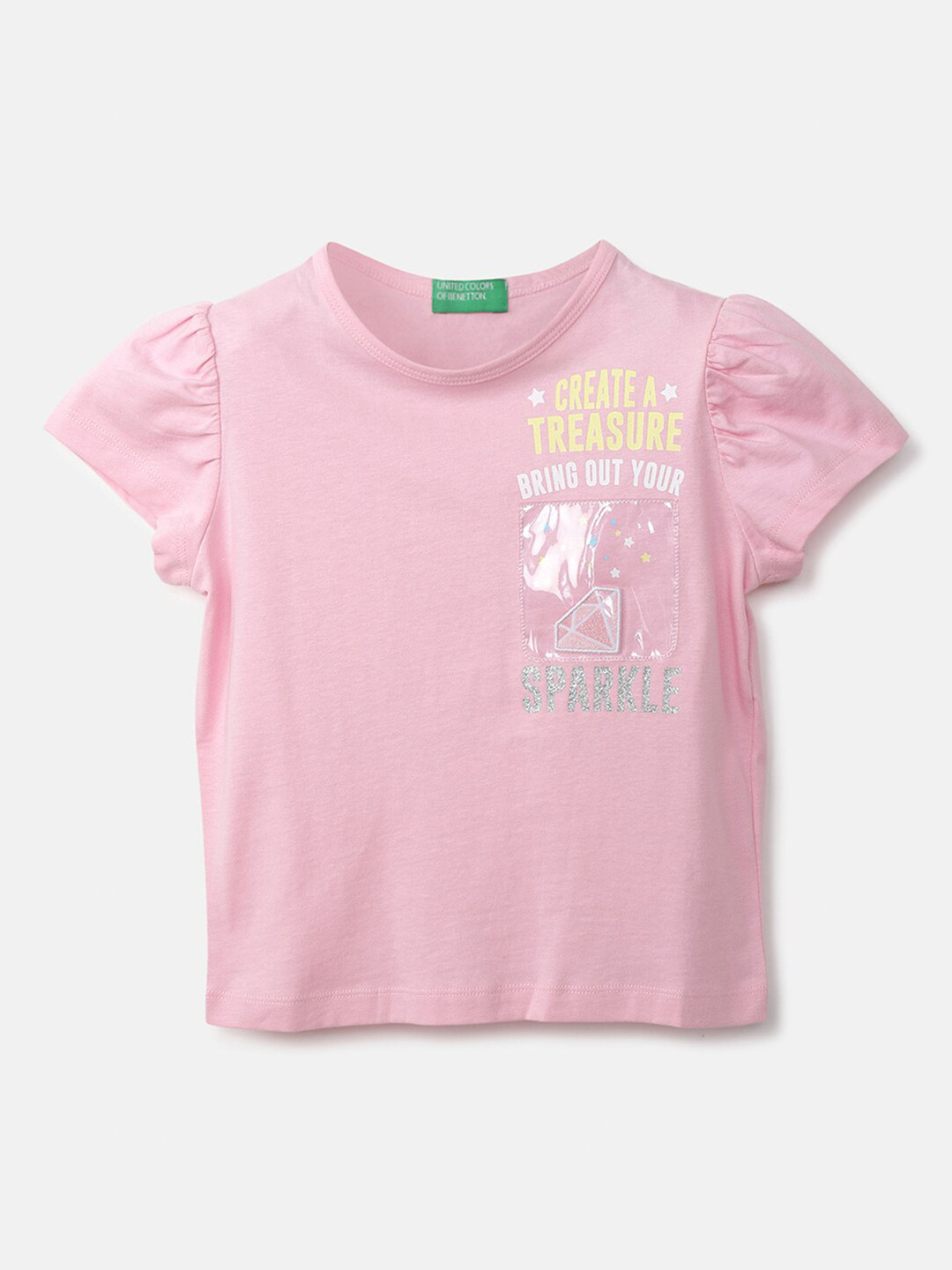 

United Colors of Benetton Pink & Yellow Print Top