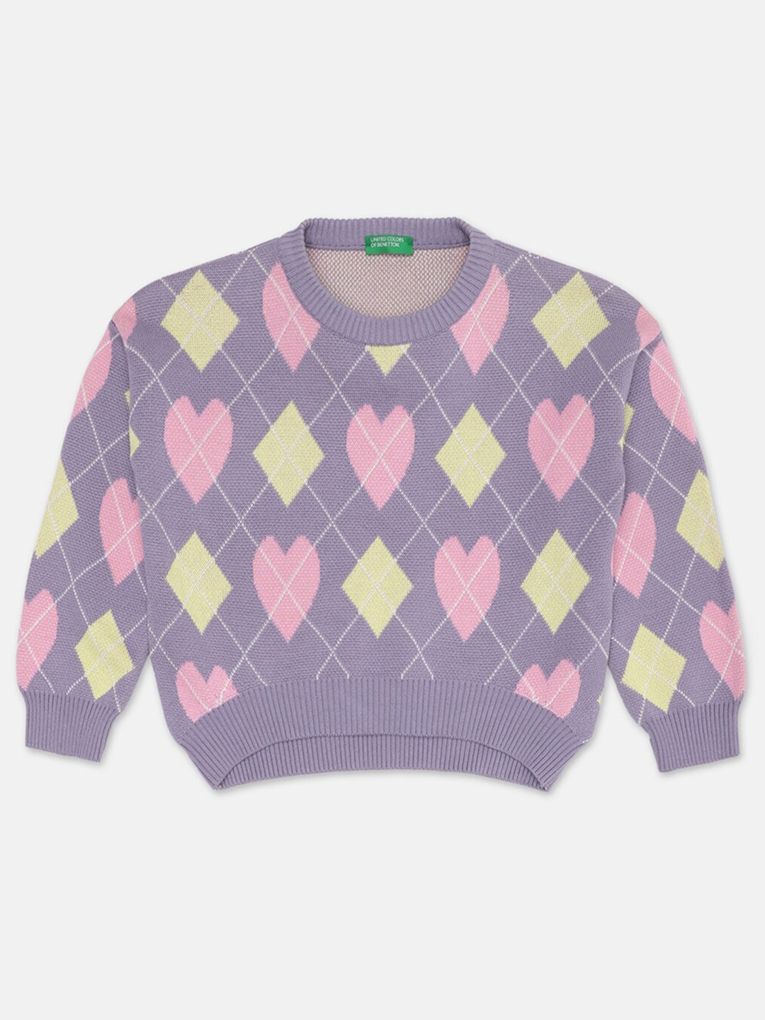 

United Colors of Benetton Girls Lavender & Yellow Printed Pullover