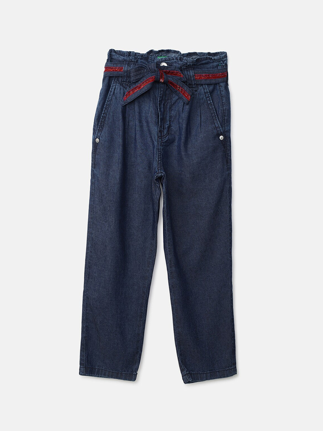 

United Colors of Benetton Girls Navy Blue Solid Jeans
