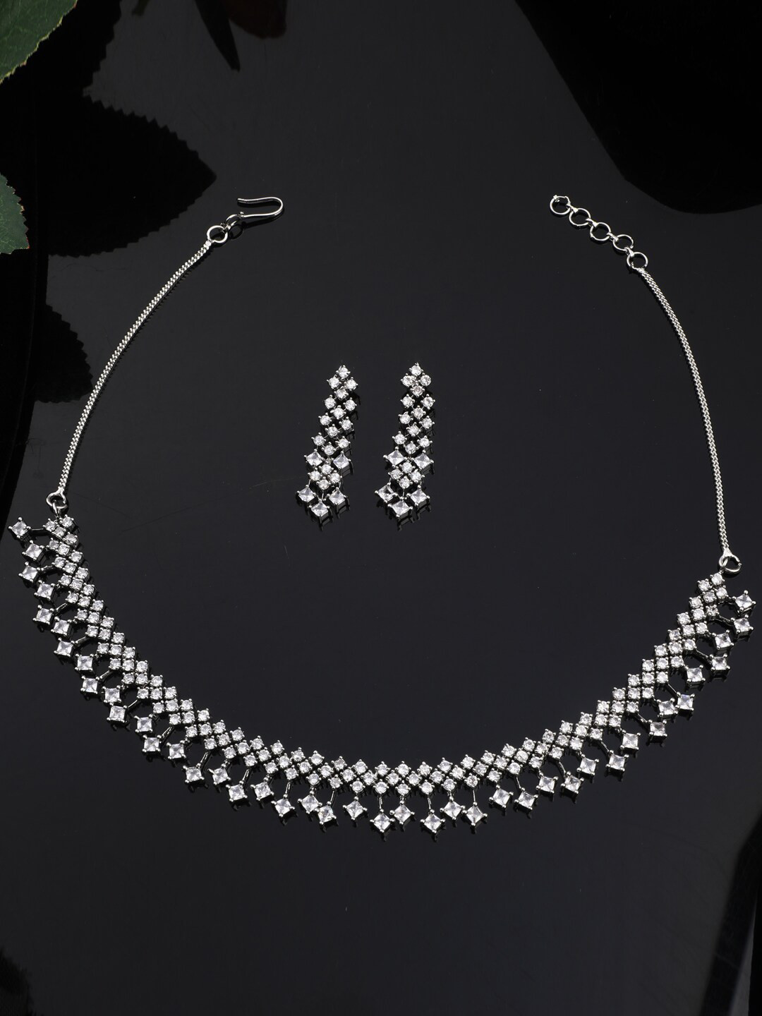 

Vita Bella Gold Plated & White Cubic Zirconia Studded Jewellery Set, Silver