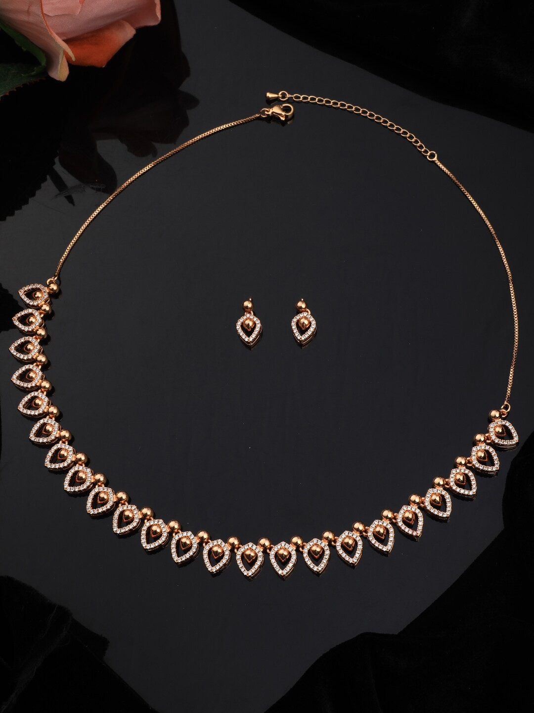 

Vita Bella Gold-Plated & White CZ Studded Jewellery Set