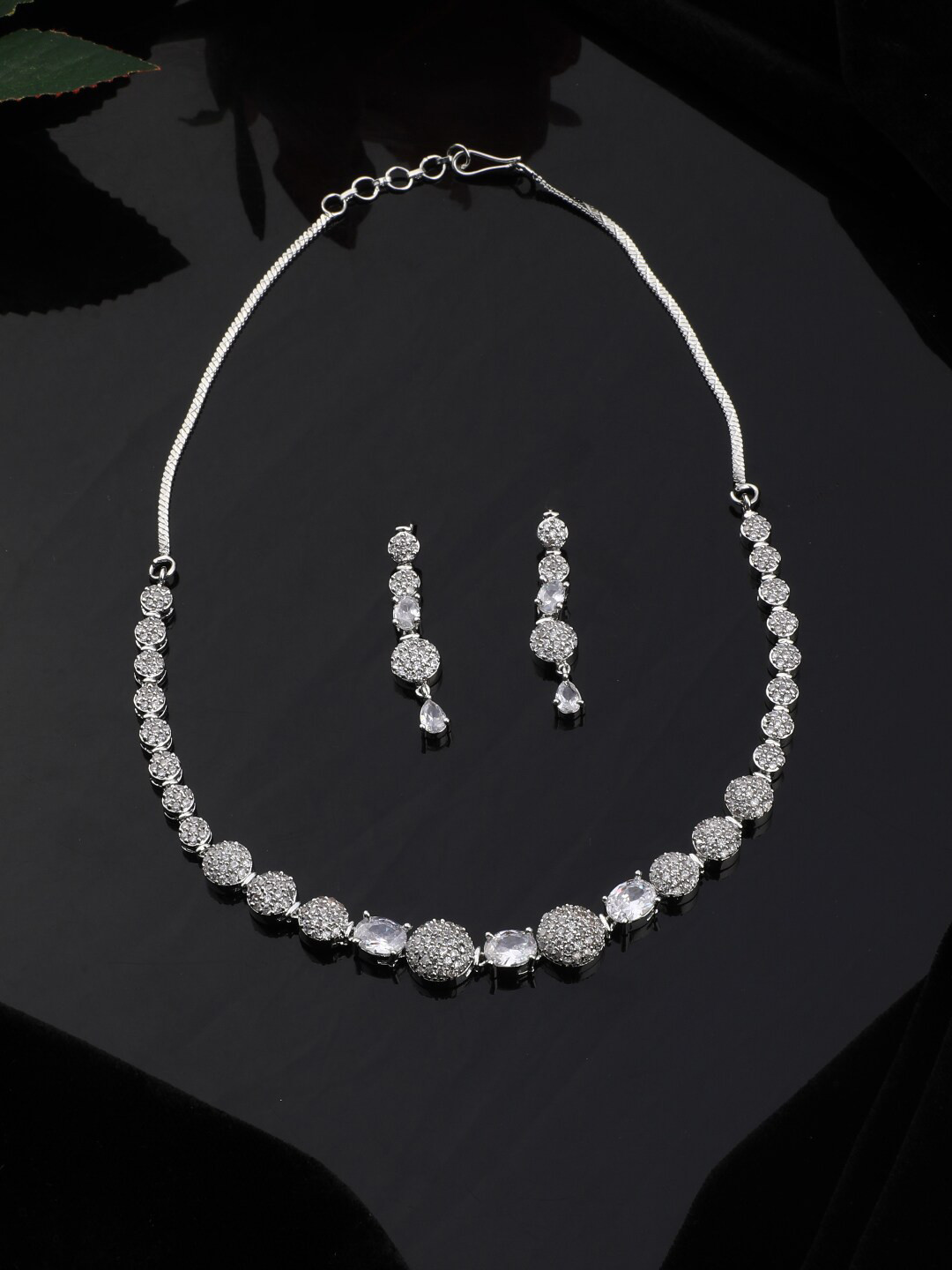 

Vita Bella Silver-Plated & White CZ-Studded Jewellery Set, Gold