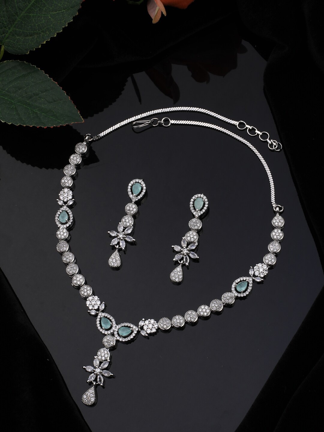 

Vita Bella Silver-Plated CZ Studded Jewellery Set