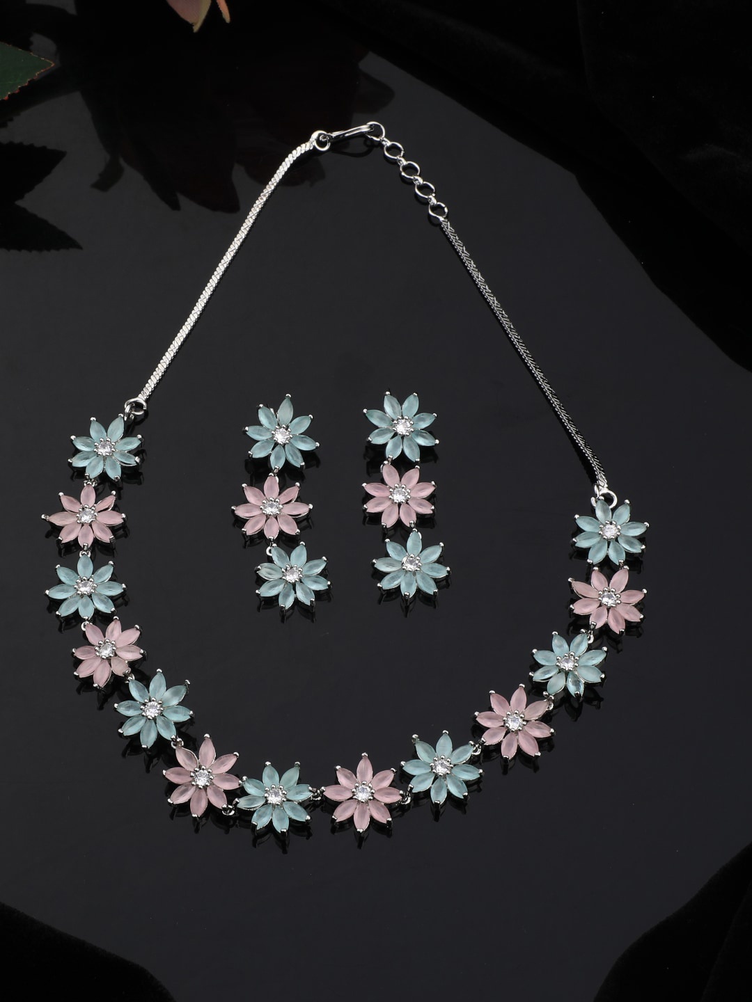 

Vita Bella Gold-Plated Pink & Blue CZ Sudded Jewellery Set