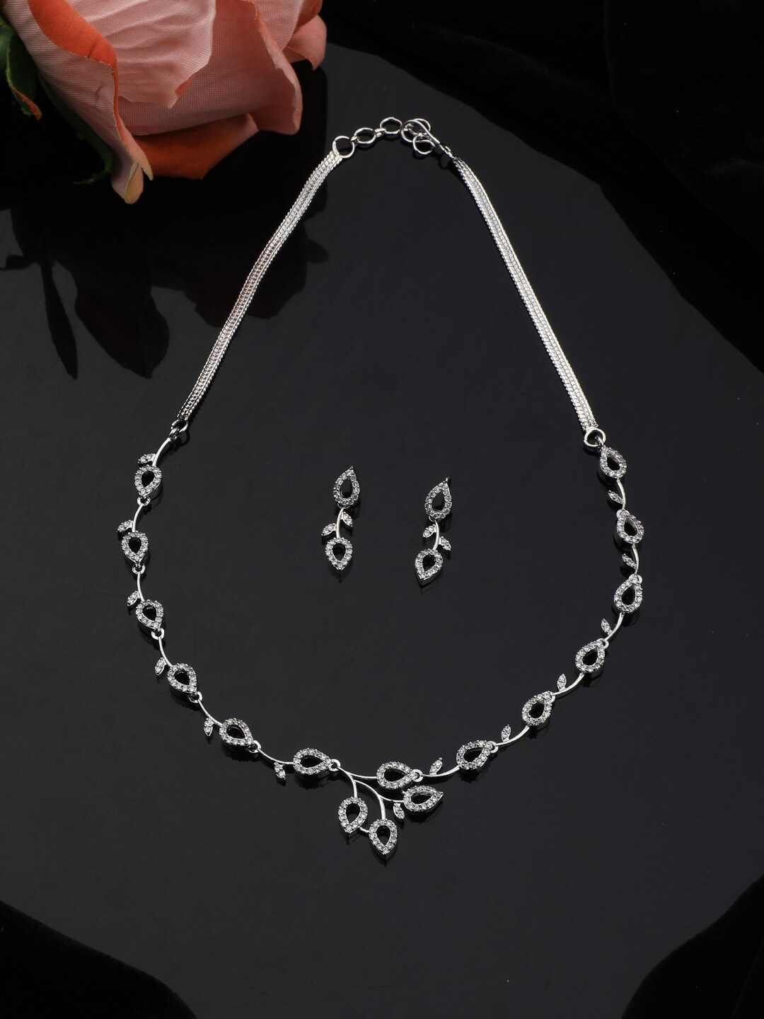 

Vita Bella Silver-Plated & White CZ-Studded Jewellery Set, Gold