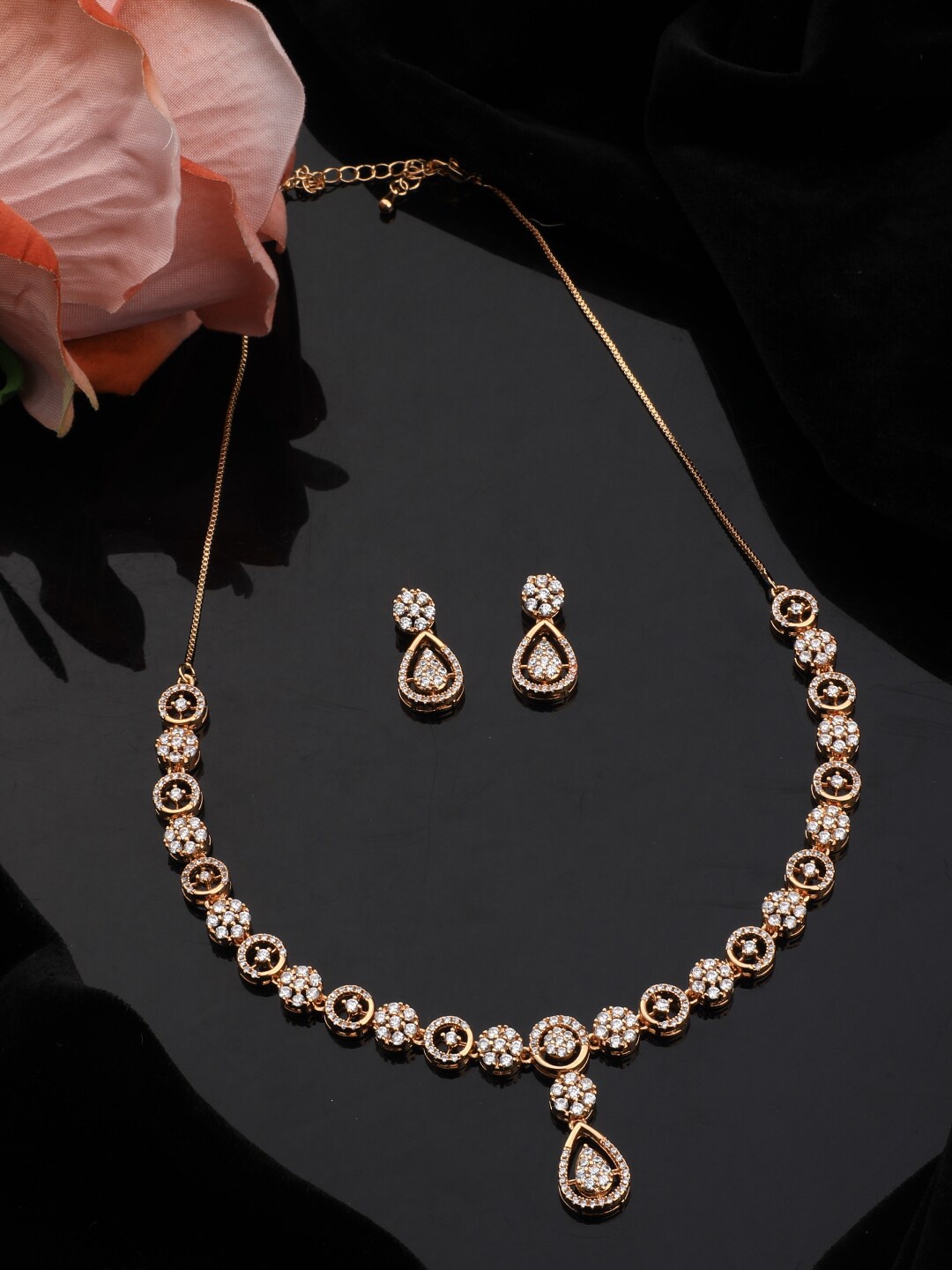 

Vita Bella Gold-Plated & White CZ Studded Jewellery Set