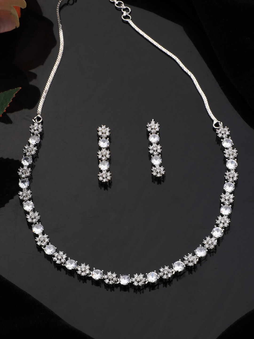 

Vita Bella Silver-Plated & White CZ Stone-Studded Jewellery Set