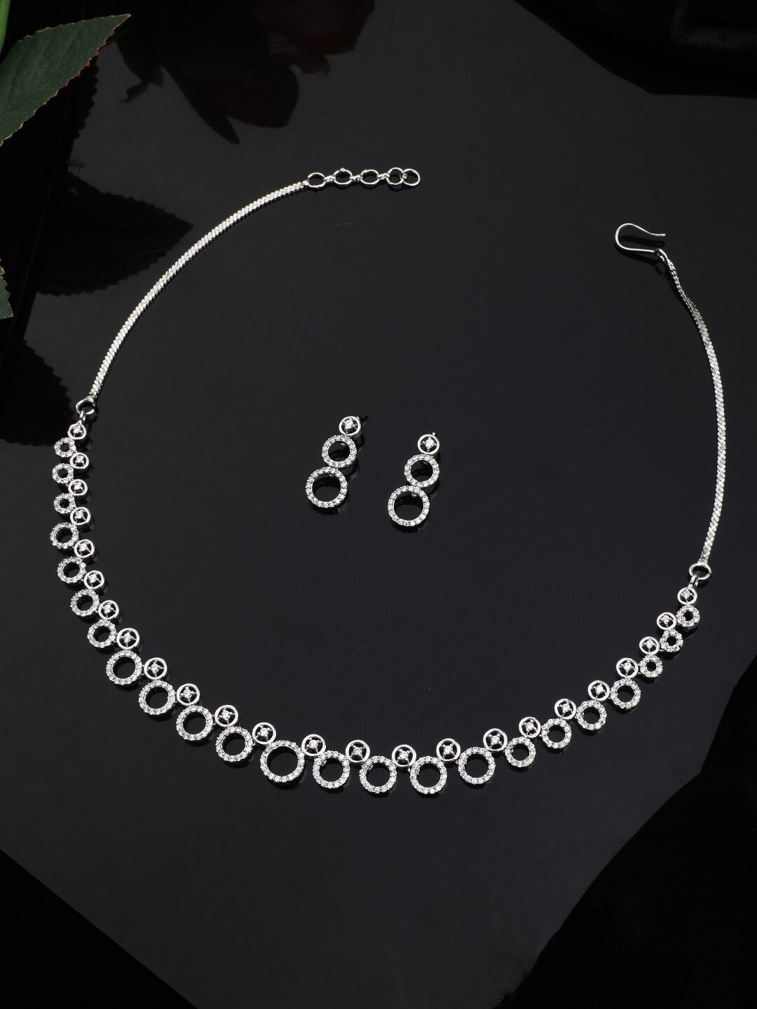 

Vita Bella Silver-Plated & White Cubic Zirconia Studded Jewellery Set