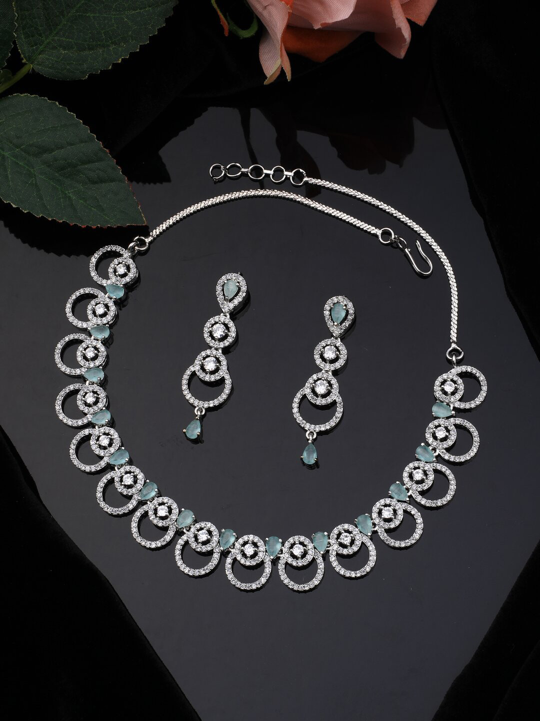 

Vita Bella Silver-Plated & Blue CZ-Studded Jewellery Set