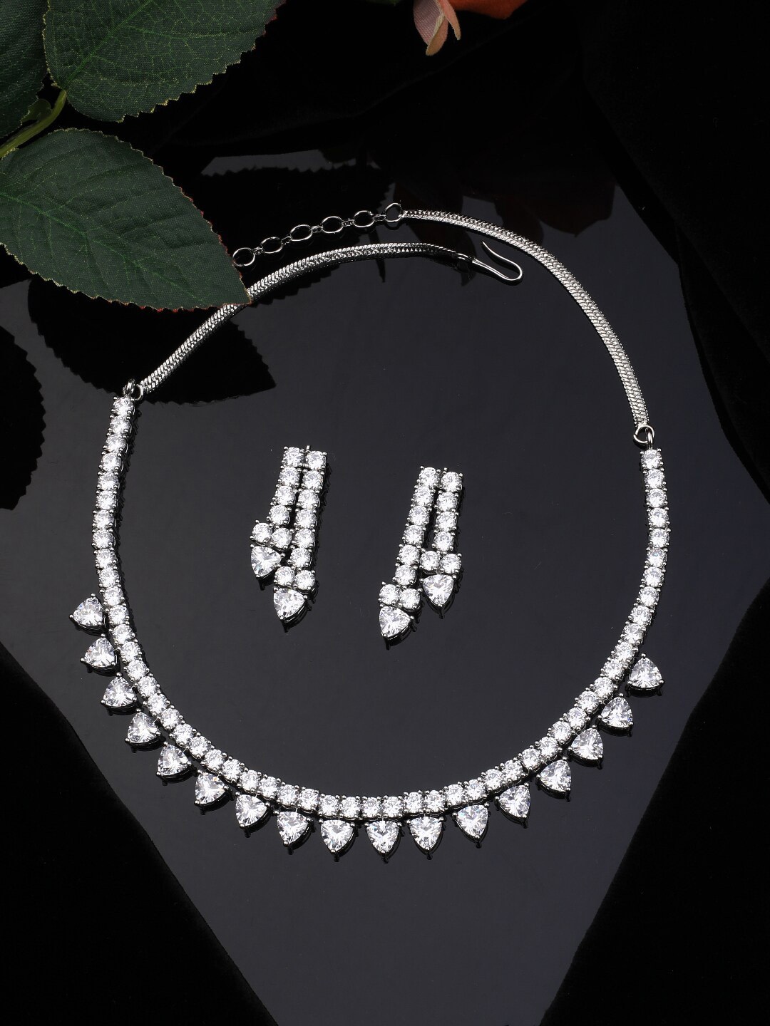 

Vita Bella Silver-Plated White CZ Studded Jewellery Set, Gold