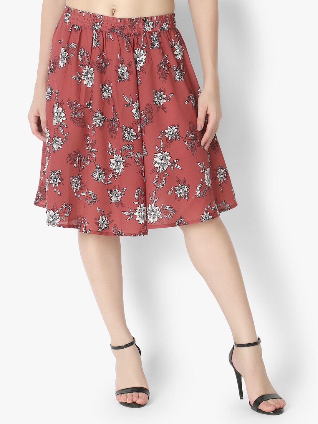 

Again fashions Women Brown Floral Printed Knee-Length Skirts