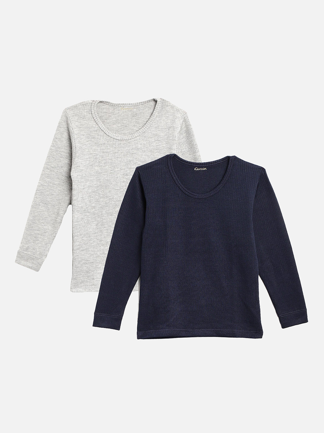 

Kanvin Boys Pack Of 2 Solid Thermal Tops, Navy blue