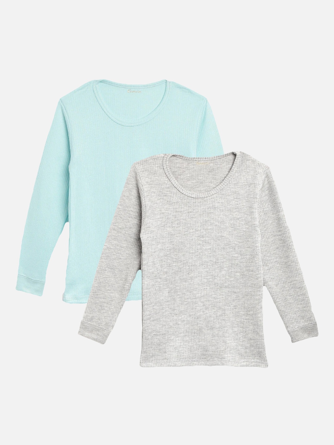 

Kanvin Boys Pack Of 2 Solid Thermal Tops, Turquoise blue