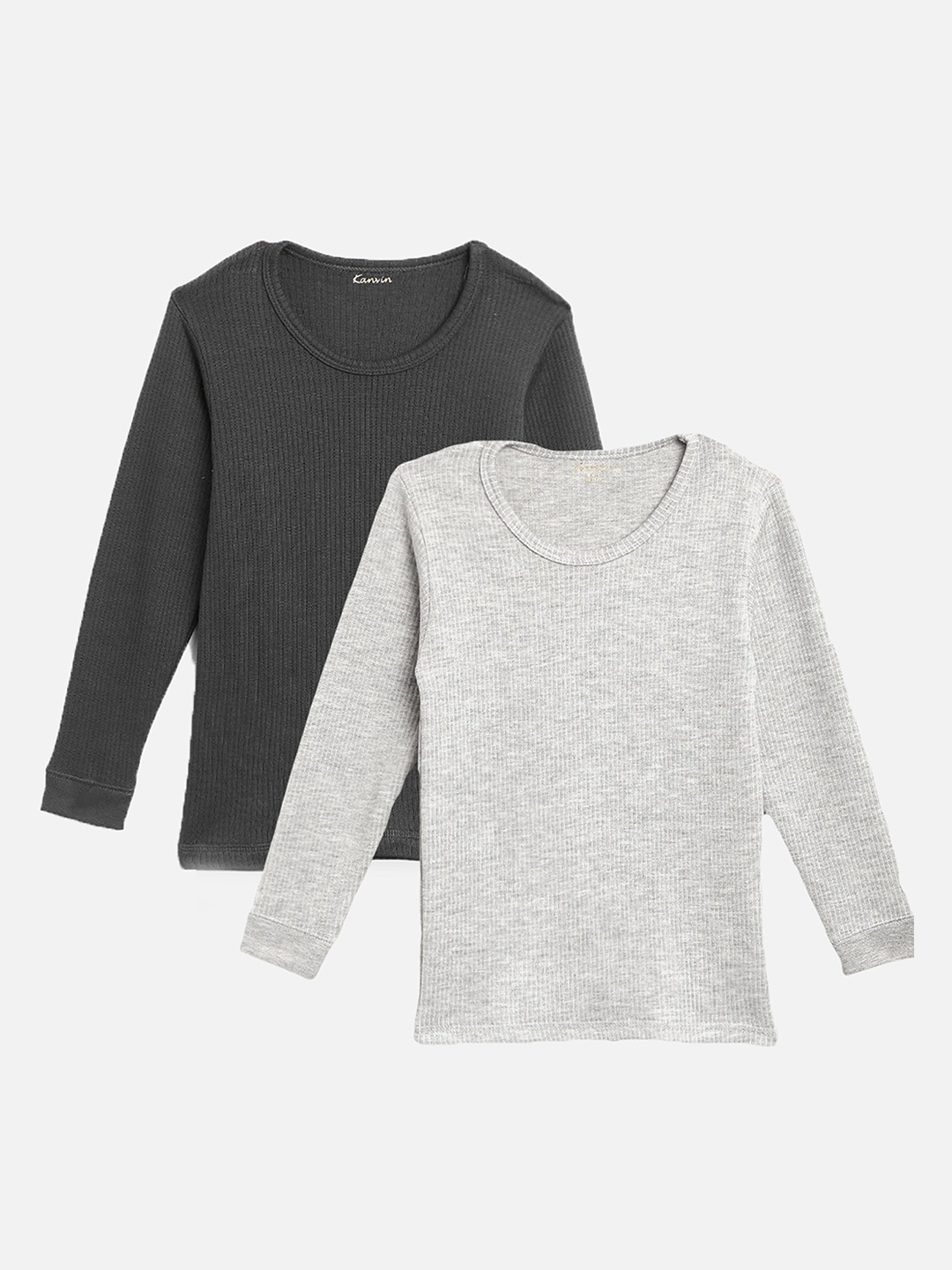 

Kanvin Boys Pack Of 2 Solid Thermal Tops, Charcoal