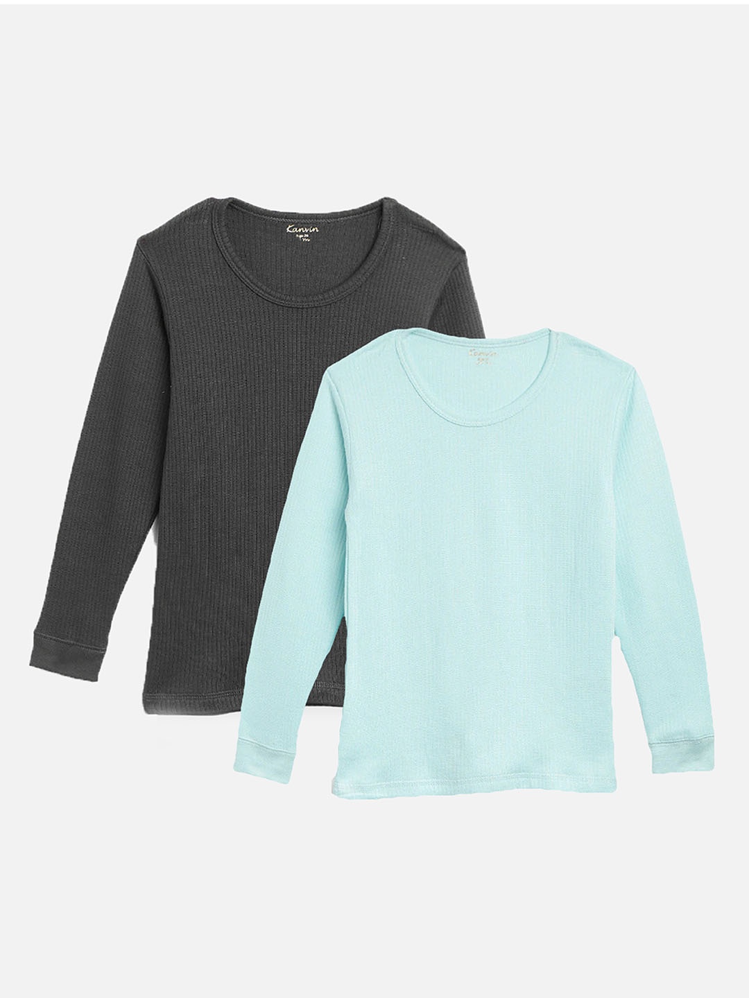 

Kanvin Boys Pack Of 2 Solid Thermal Tops, Turquoise blue