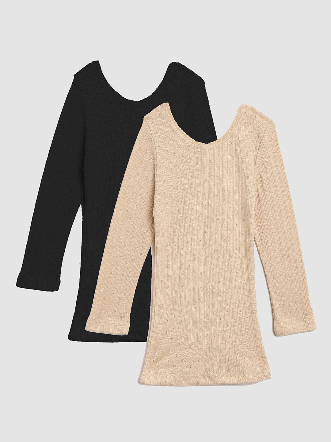 

Kanvin Girls Pack Of 2 Solid Thermal Tops, Black
