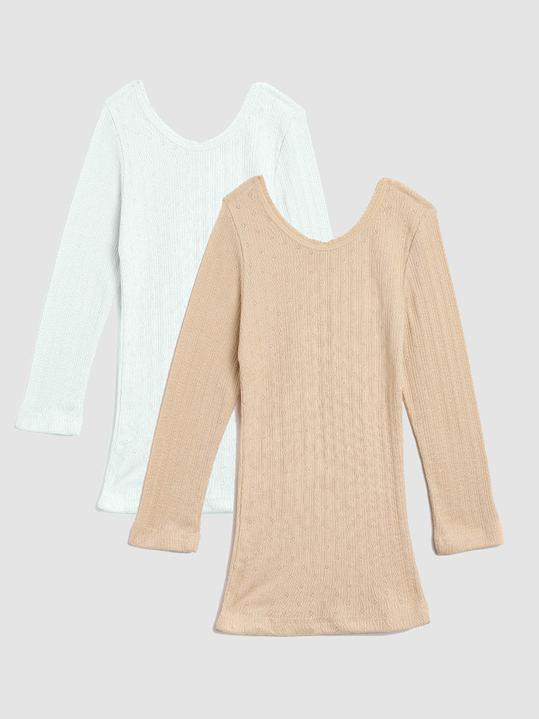 

Kanvin Girls beige and off white Pack Of 2 Solid Thermal Tops