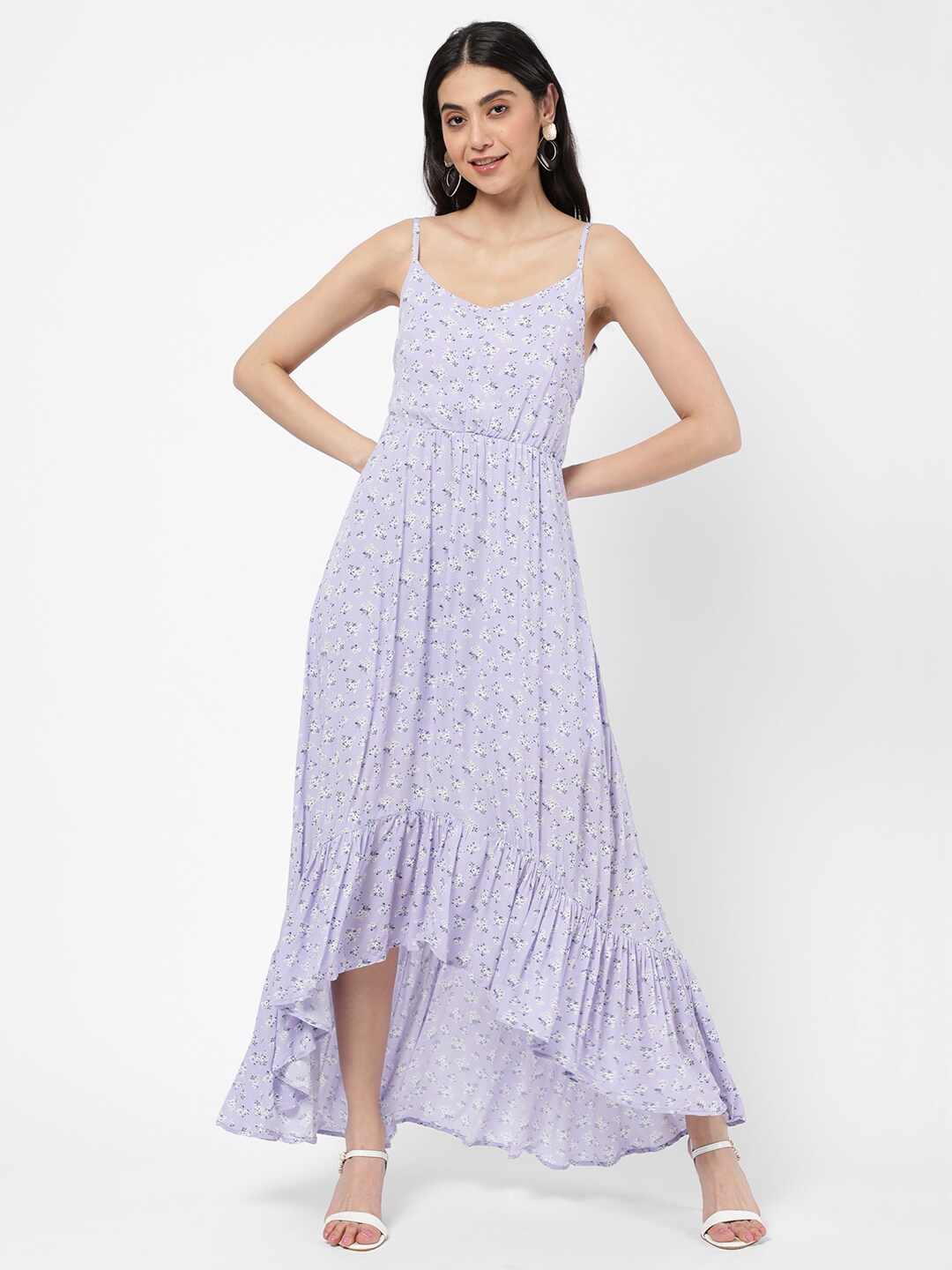 

R&B Purple Floral Maxi High-Low Dress