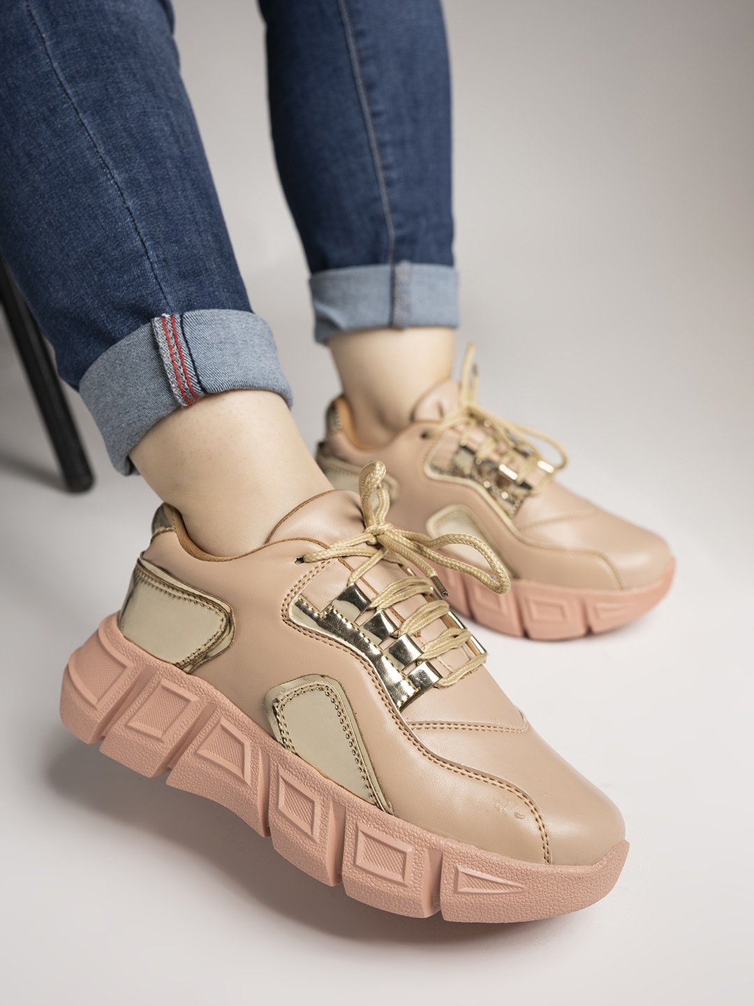 

Shoetopia Women Peach-Coloured Running Non-Marking Shoes