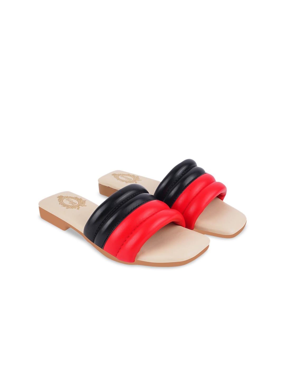 

Shoetopia Women Colourblocked Open Toe Flats, Red