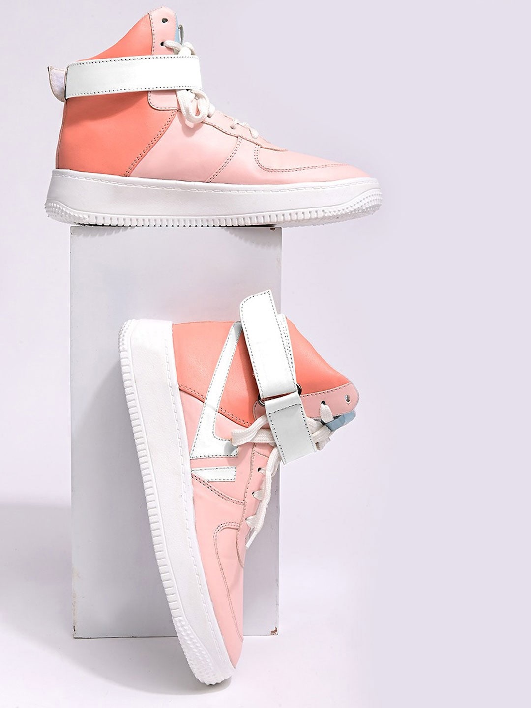 

Shoetopia Women Woven Design High-Top Sneakers, Pink