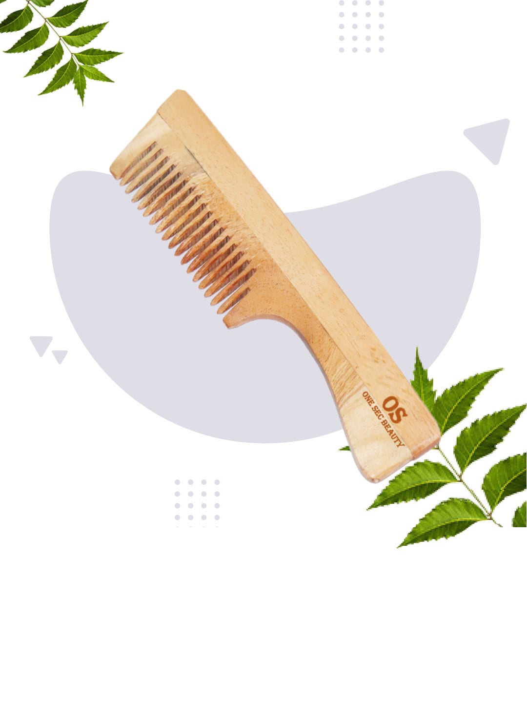 

One Sec Beauty Neem Wood Handle Comb With Wide Teeth - Beige