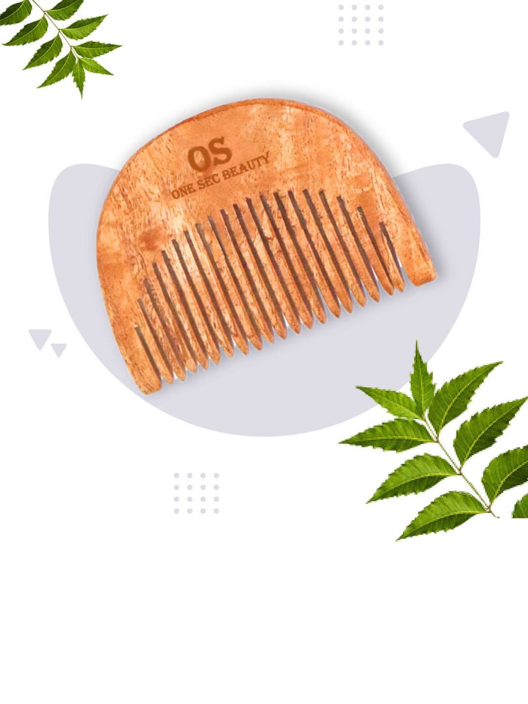 

One Sec Beauty Men Handcrafted Neem Wood Beard Comb - Beige